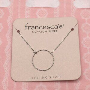 NWT. Francesca's Collections Signature Silver Circle Pendant Necklace.